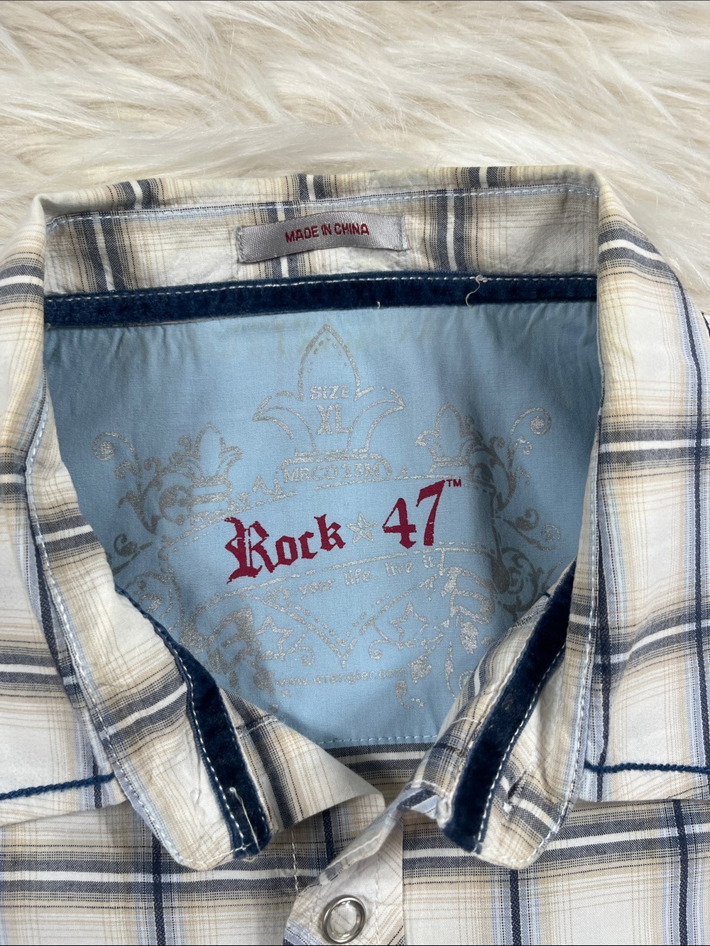Rock 47 Snap Button Shirt XL Multi Color Plaid - Picture 3 of 6